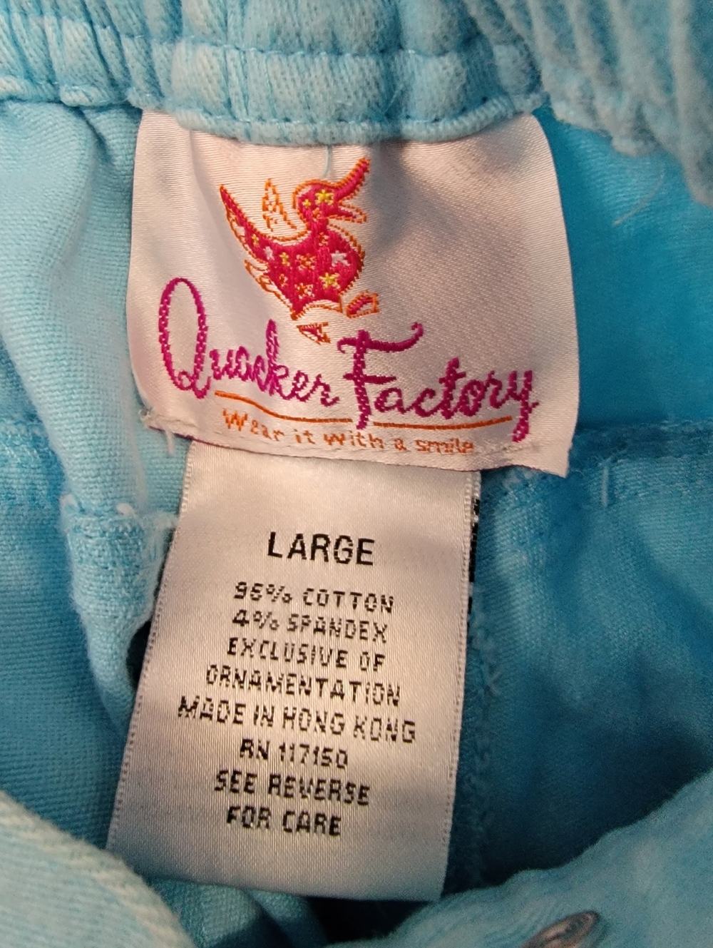 Quacker Factory Size Large Light Blue Casual Pull-On Capris - Picture 3 of 7